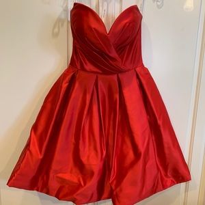 Sherri Hill strapless red cocktail dress